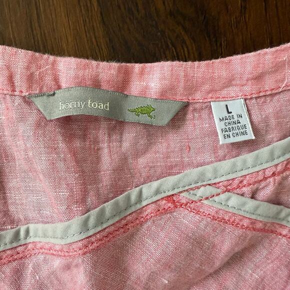 Horny Toad Linen Sheath Dress Sleeveless Beachy Boho Casual Lightweight Pink SzL - Picture 7 of 7